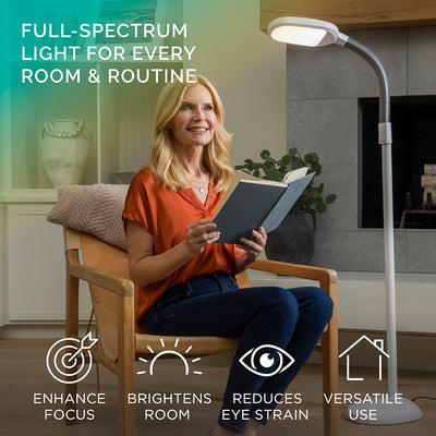 SmartLight LED Modern Floor Lamp White | Verilux Task Lighting