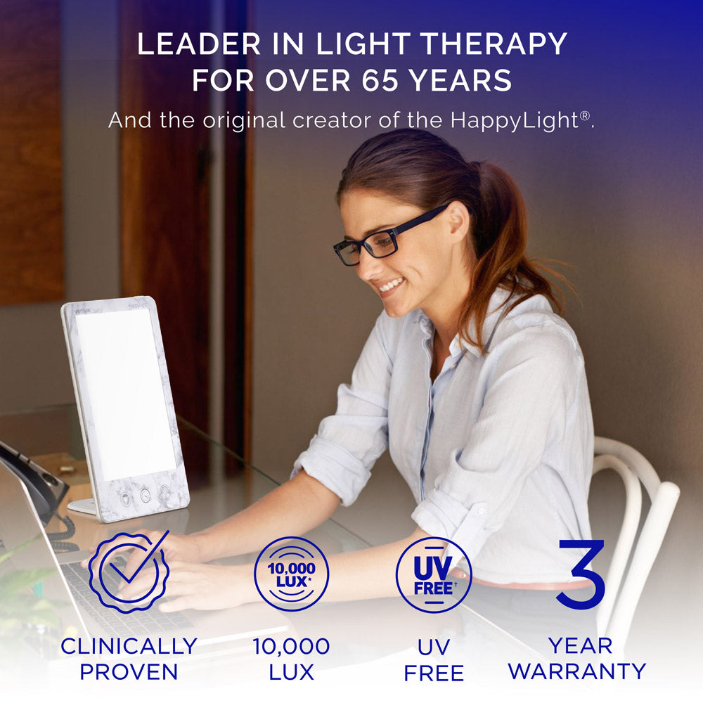 Verilux® HappyLight® Luxe - Light Therapy Lamp with 10,000 Lux, UV-Free,  LED Bright White Light with Adjustable Brightness, Color, Countdown Timer,  